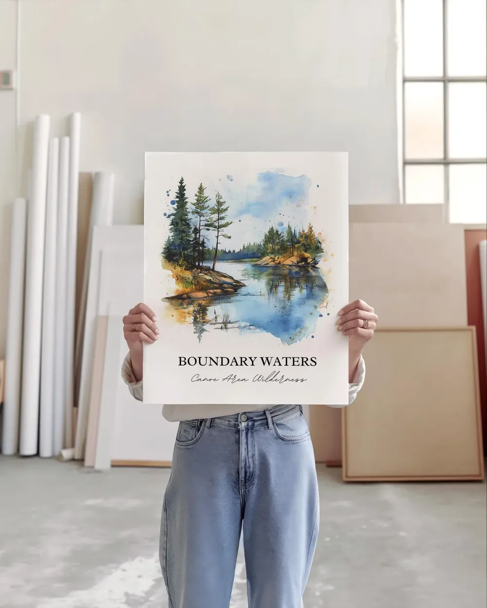Boundary Waters MN Watercolor Travel Poster, Minnesota - Image 3