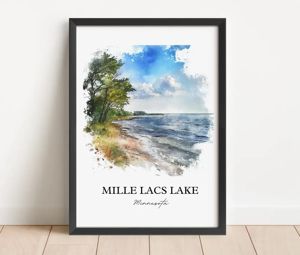 Mille Lacs Lake, Minnesota Watercolor Travel Poster - Image 5