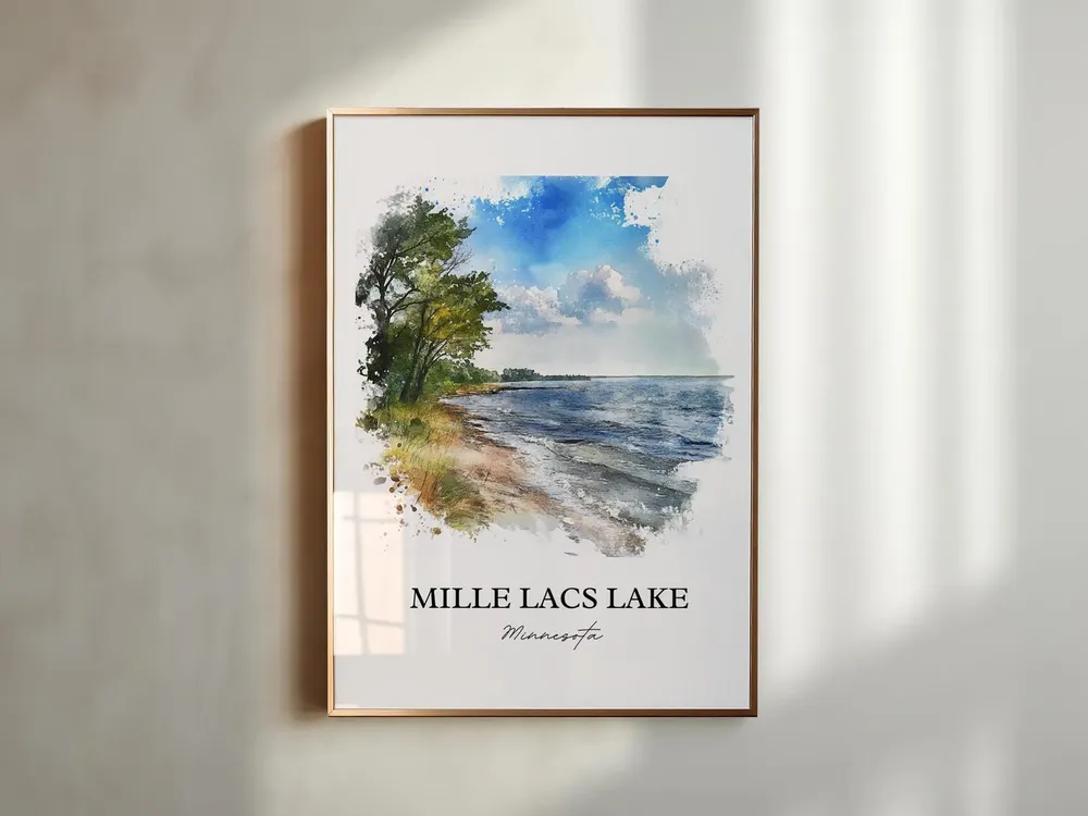 Mille Lacs Lake, Minnesota Watercolor Travel Poster - Image 4
