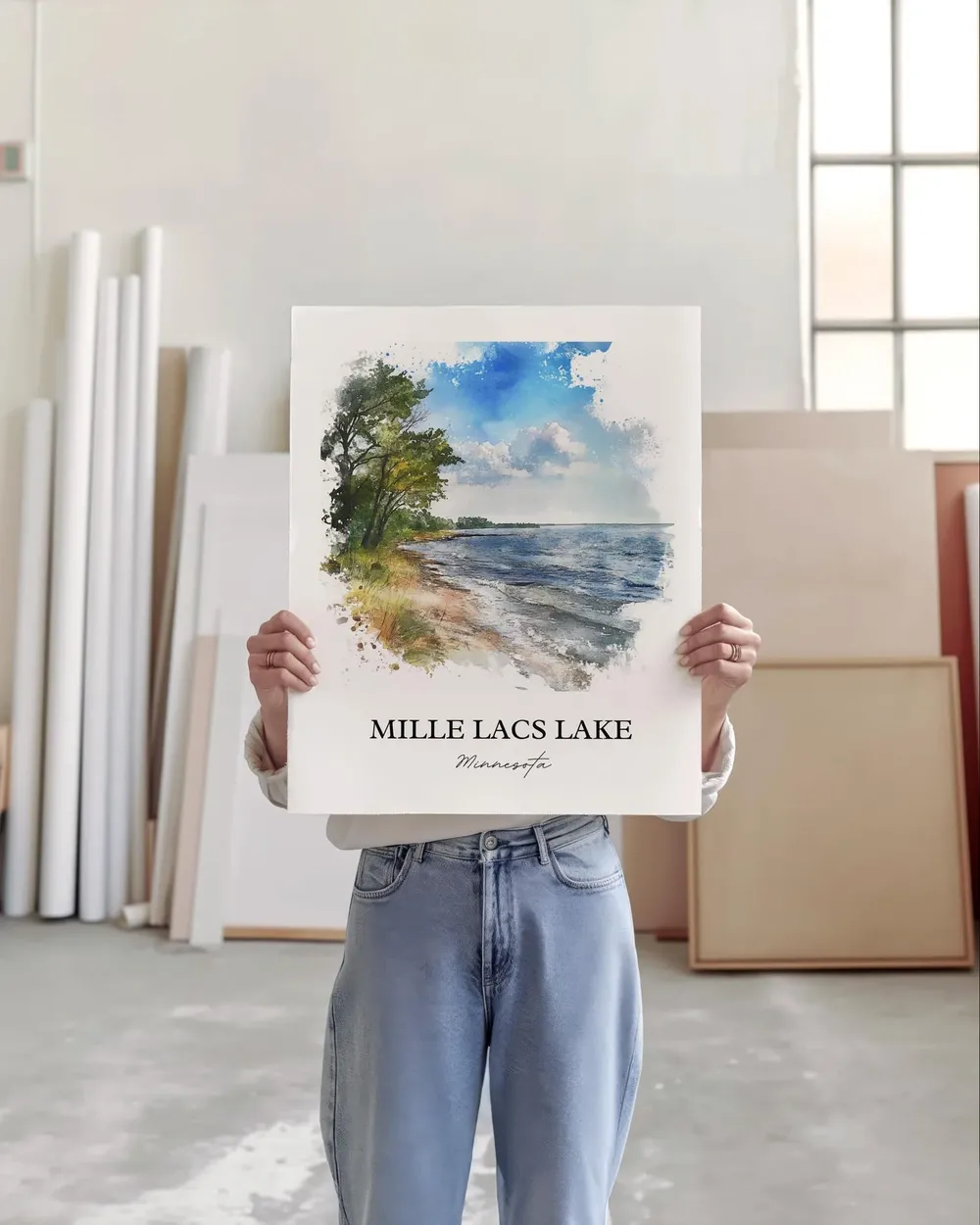 Mille Lacs Lake, Minnesota Watercolor Travel Poster - Image 2