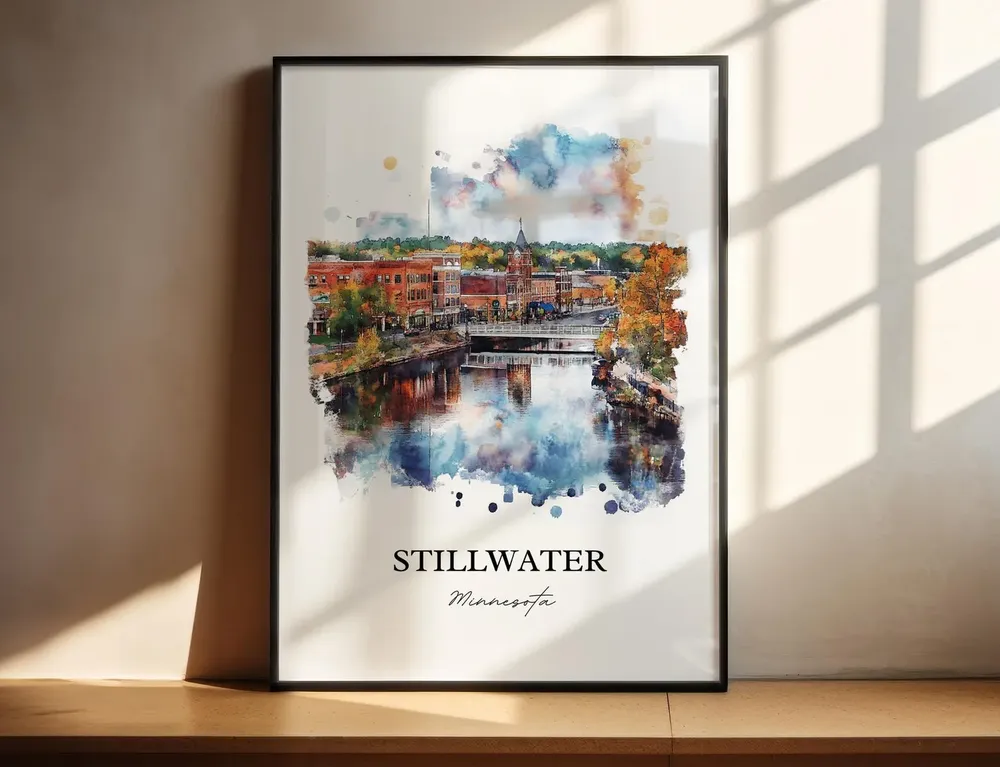 Stillwater MN Watercolor Travel Poster, St Croix River - Image 5