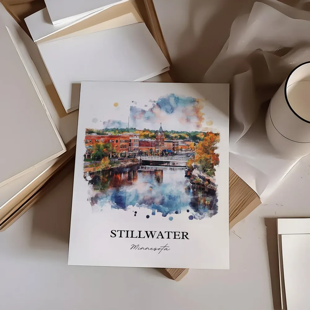 Stillwater MN Watercolor Travel Poster, St Croix River - Image 2