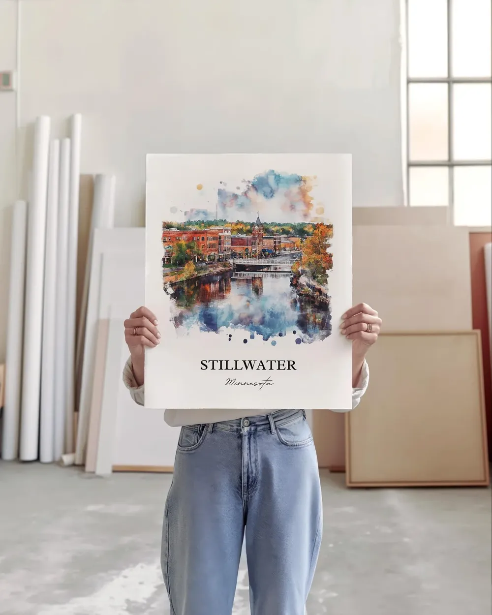 Stillwater MN Watercolor Travel Poster, St Croix River - Image 3