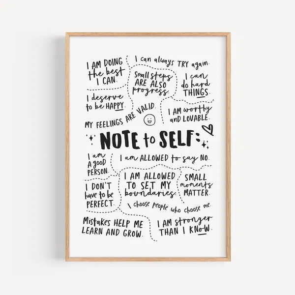 Note To Self Poster, Positive Affirmation Print