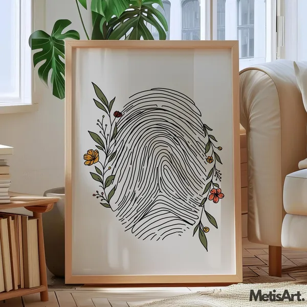 Floral Fingerprint Art Print, Forensic Science Gift