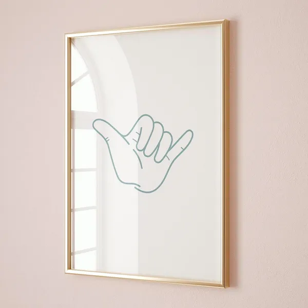 Coastal Shaka Hand Sign Art Print, Beachy Nursery Decor