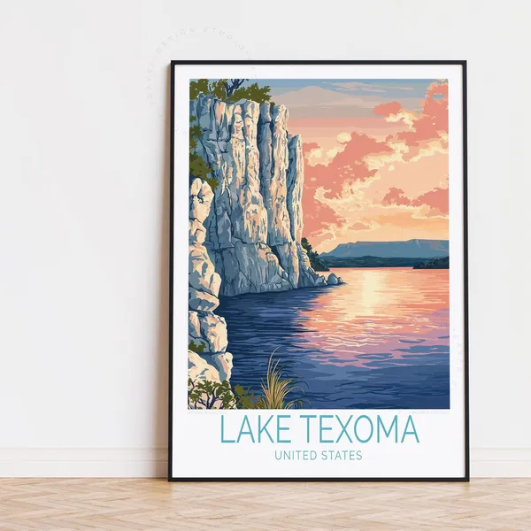 Lake Texoma Travel Poster, United States Art Print