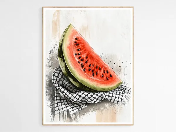 Keffiyeh Scarf Watermelon Art Print, Palestine