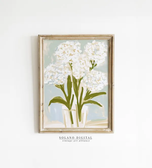 Modern Southern Floral Art, White Botanical Print
