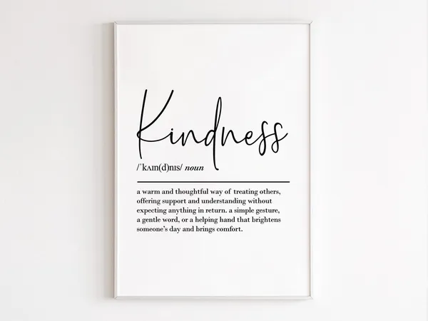 Kindness Definition Art Print, Social Work Gratitude