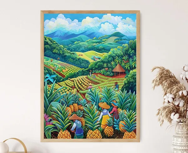 Costa Rican Pineapple Plantation, Tropical Harvest Art Print