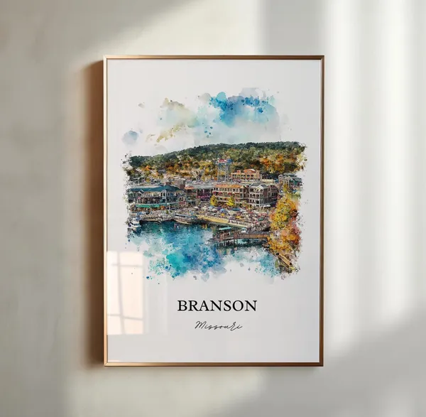 Branson, Missouri Ozarks Watercolor Travel Poster