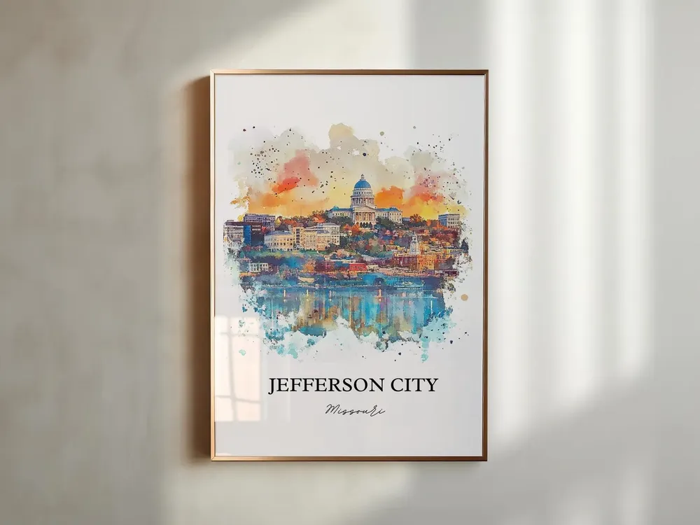 Jefferson City Mo Watercolor Travel Poster, Missouri - Image 5