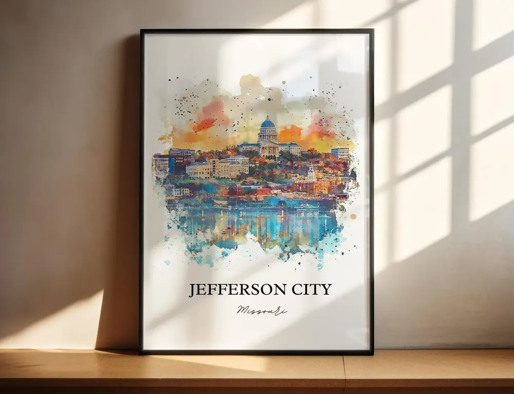 Jefferson City Mo Watercolor Travel Poster, Missouri - Image 4