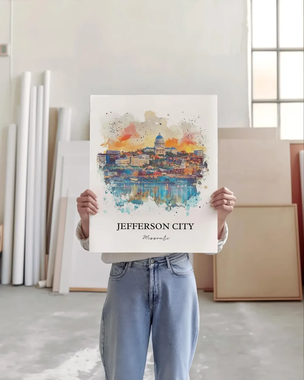Jefferson City Mo Watercolor Travel Poster, Missouri - Image 2