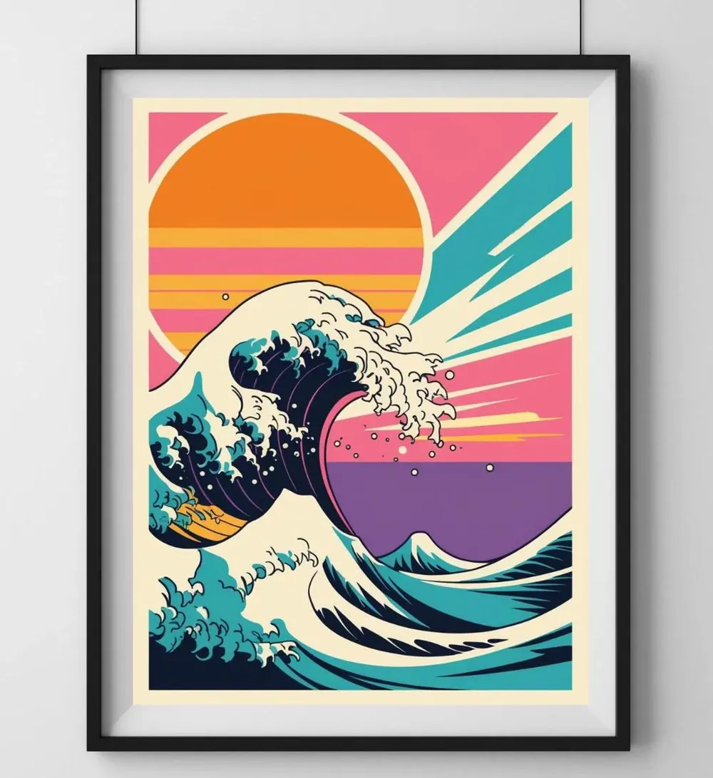 Sea Waves and Sun Pop Art Travel Poster