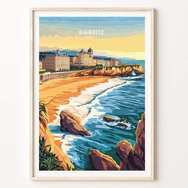 Biarritz France Minimalist Travel Poster, Art Print