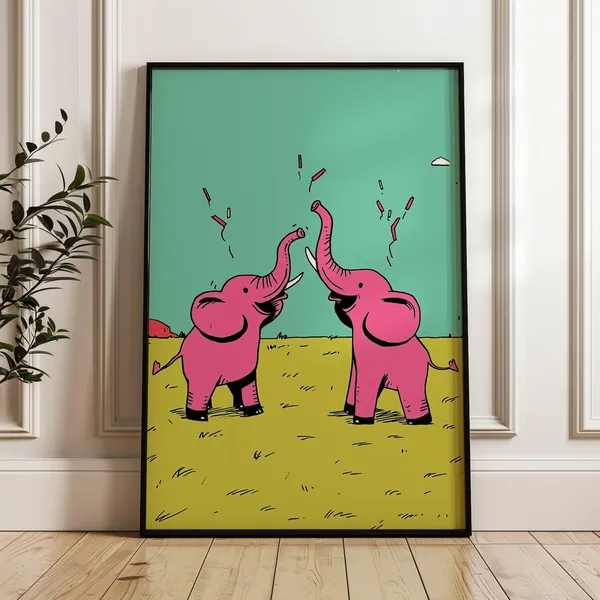 Pink Elephant Funny Nursery Decor Art Print