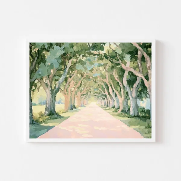 Pastel Live Oak Tree Painting Art Print, Georgia