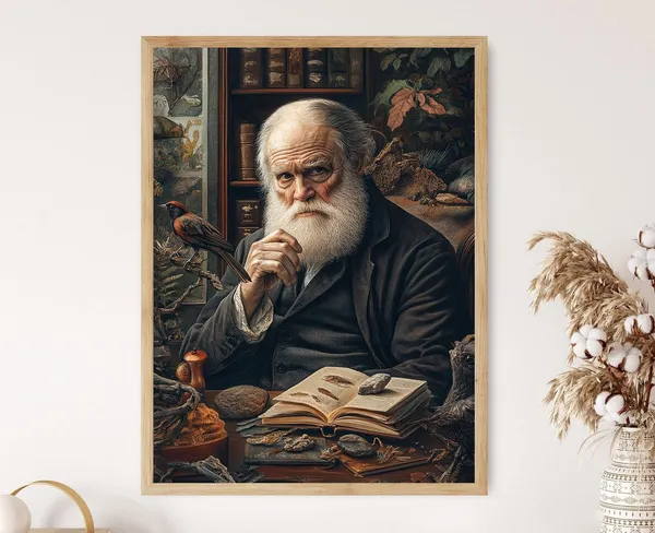 Charles Darwin Portrait Art Print, Naturalist Study