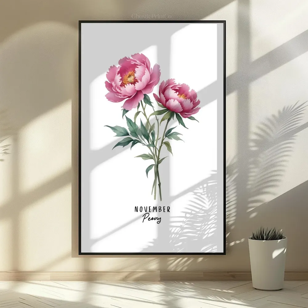 November Peony Watercolor Botanical Art Print - Image 2