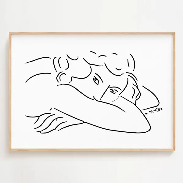 Matisse Woman Sketch Print, Minimalist Bedroom Art
