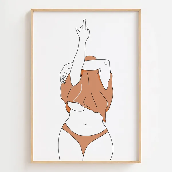 Curvy Woman Line Art Print, Body Positive Feminist
