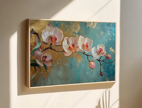 Orchid Oil Painting, Modern Floral Art Print