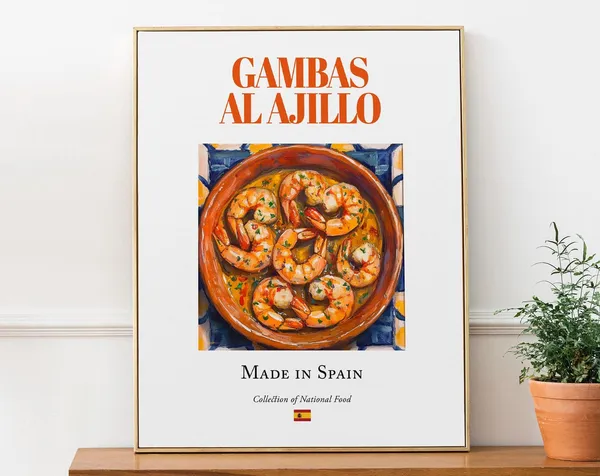 Gambas Al Ajillo Spanish Food Kitchen Art Print
