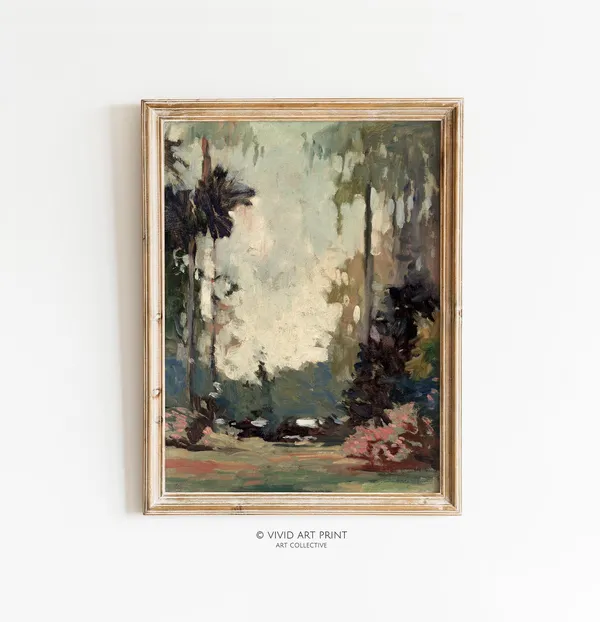 Soft Pastel Garden, Vintage Cottagecore Art Print