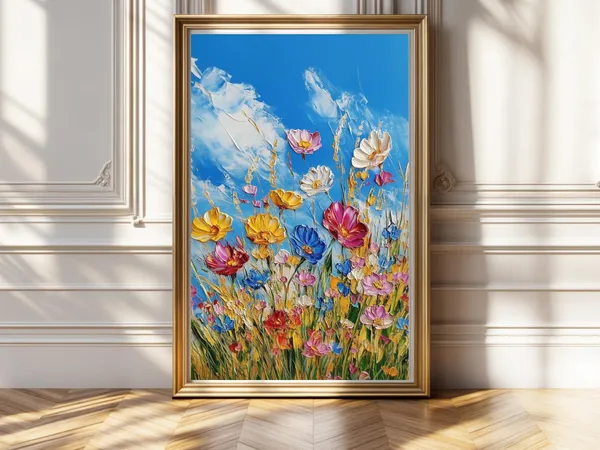 Spring Wildflowers Field, Vintage Floral Art Print