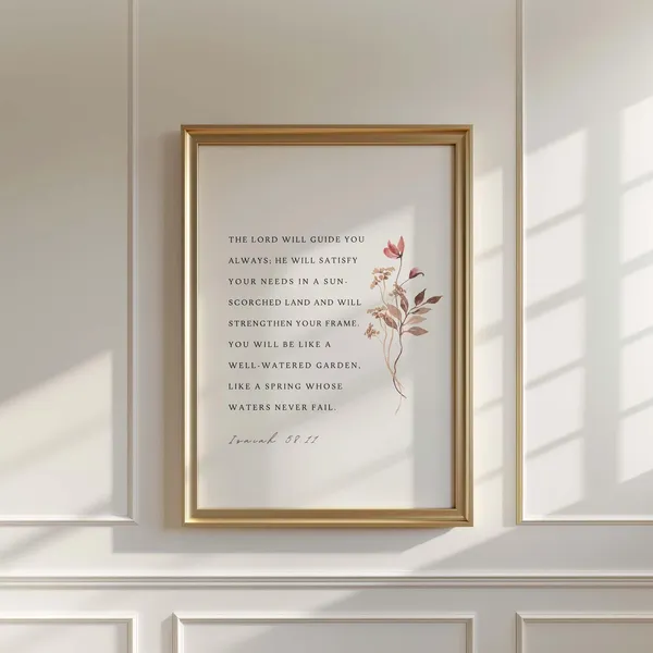 Isaiah 58:11 Bible Verse Scripture Art Print