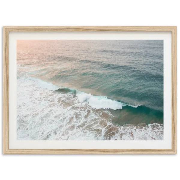 Ocean Wave Pastel Surf Print, Sunset Beach Landscape