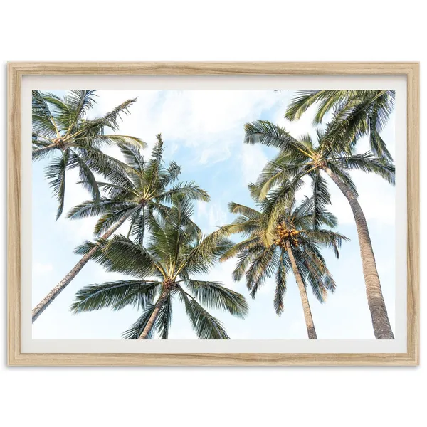 Palm Trees Beach Travel Poster, Coastal Hawaii Decor
