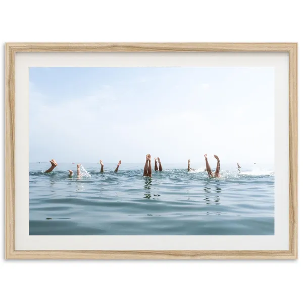 Vintage Beach Photography Swimmers Coastal Art Print