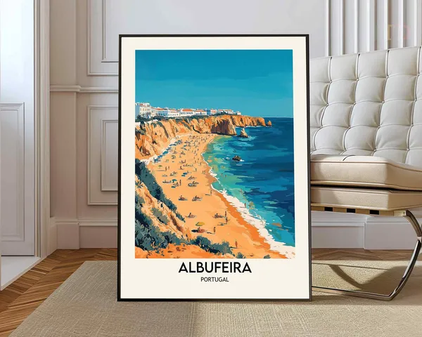 Albufeira Portugal Travel Poster, Europe Art Print