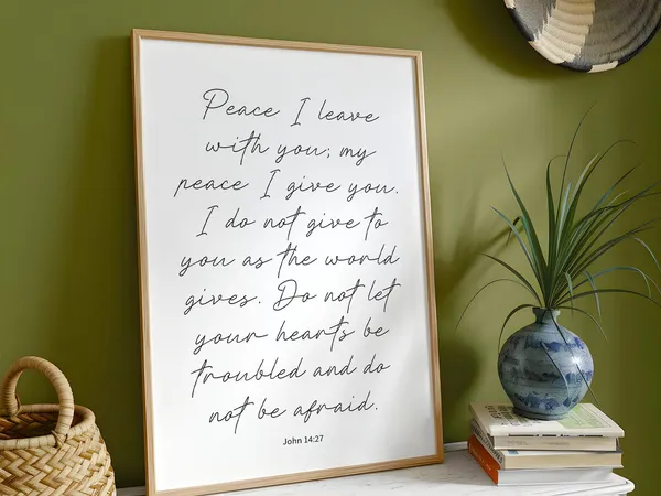 John 14:27 Bible Verse Art Print, Christian Decor