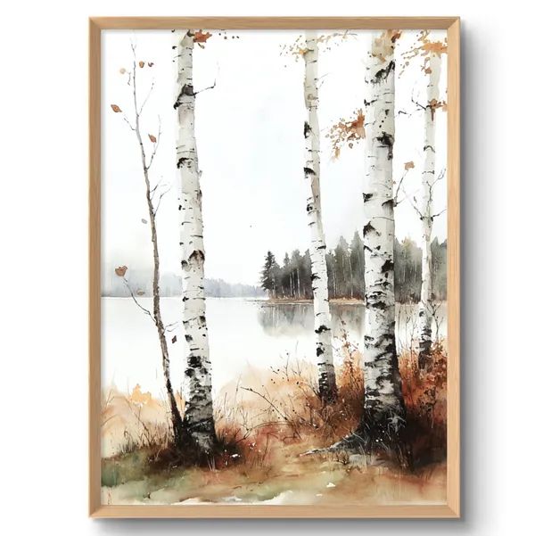 Birch Tree Minimalist Watercolor Forest Art Print