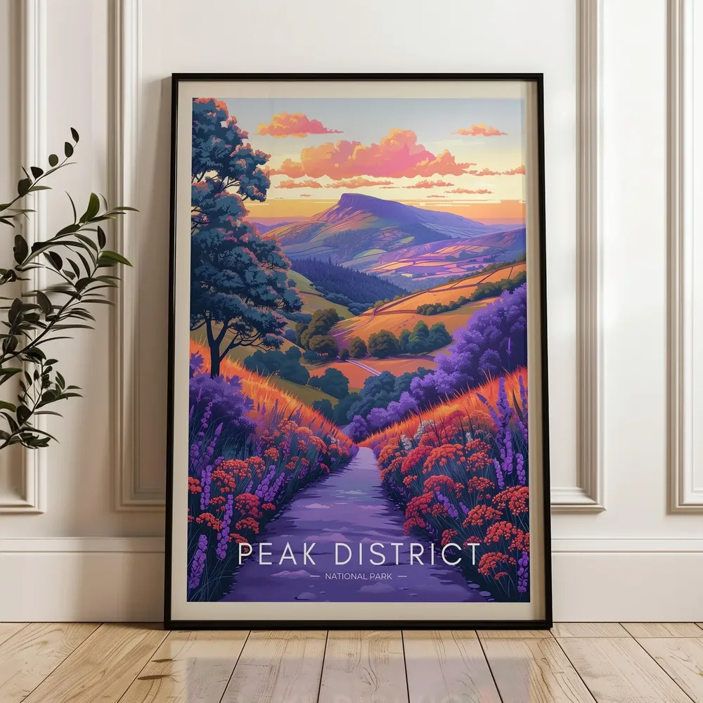 Peak District Travel Poster, Vintage Landscape