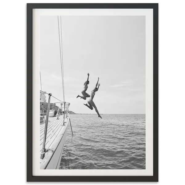Black And White Coastal Travel Poster, Italy Beach
