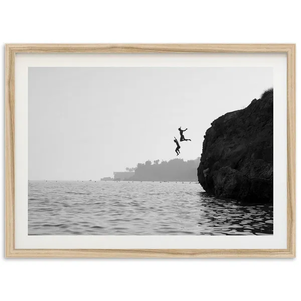 Italy Beach Cliff Jumpers Coastal Art Print