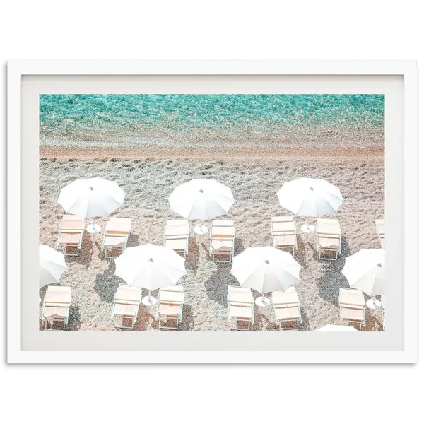 Amalfi Coast Beach Umbrellas, Coastal Italy Travel Poster