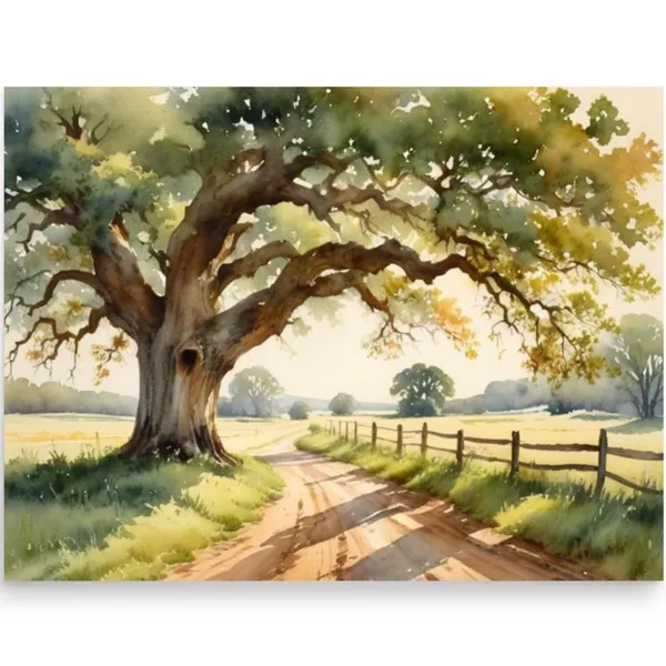 Oak Alley Plantation Watercolor Art Print, Louisiana