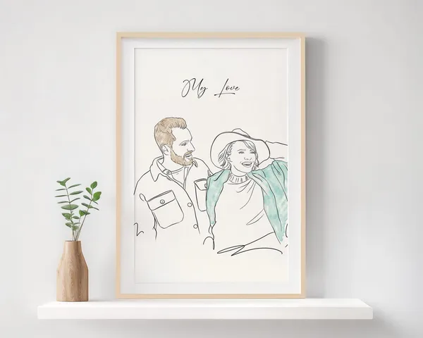 Custom Family Line Portrait, Gift For Him Art Print
