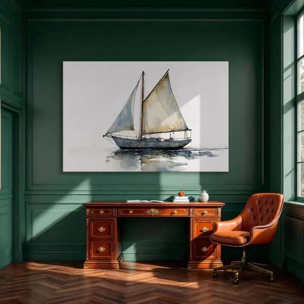 Watercolor Sailboat Minimalist Nautical Art Print