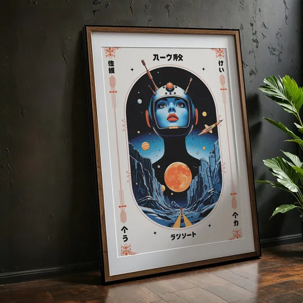 Retro Sci-Fi Space Adventure Poster, Cosmic Explorer
