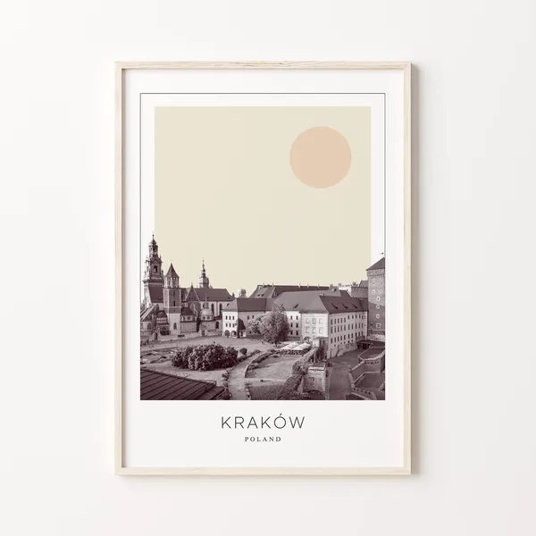 Kraków Minimalist Travel Poster, Poland Art Print