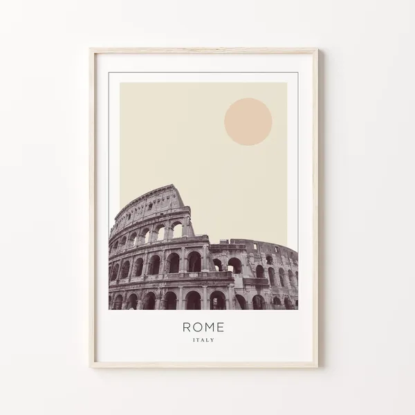 Rome Minimalist Travel Poster, Italy Art Print