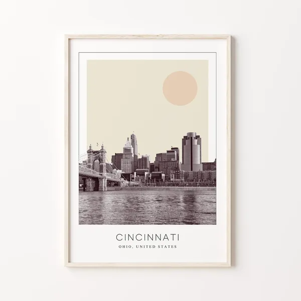 Cincinnati Ohio Minimalist Travel Poster, USA
