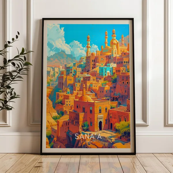 Sanaa Travel Poster, Home Office Decor